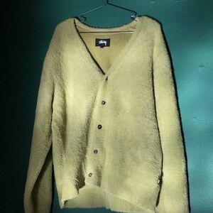 Stussy Green Fuzzy Cardigan M